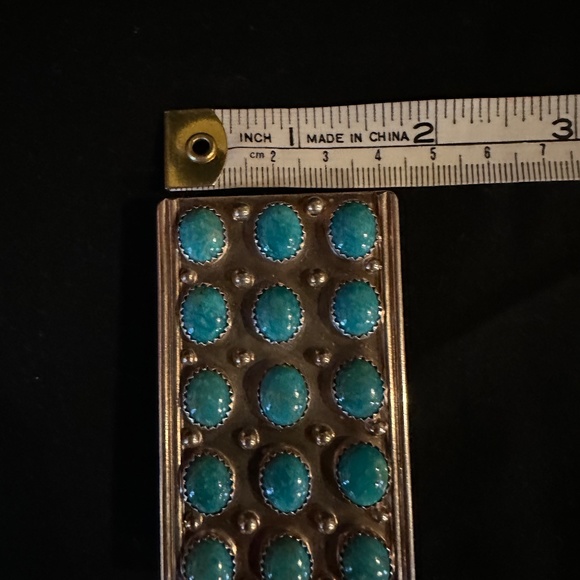 Beautiful sterling & turquoise handmade belt buckle main image 5